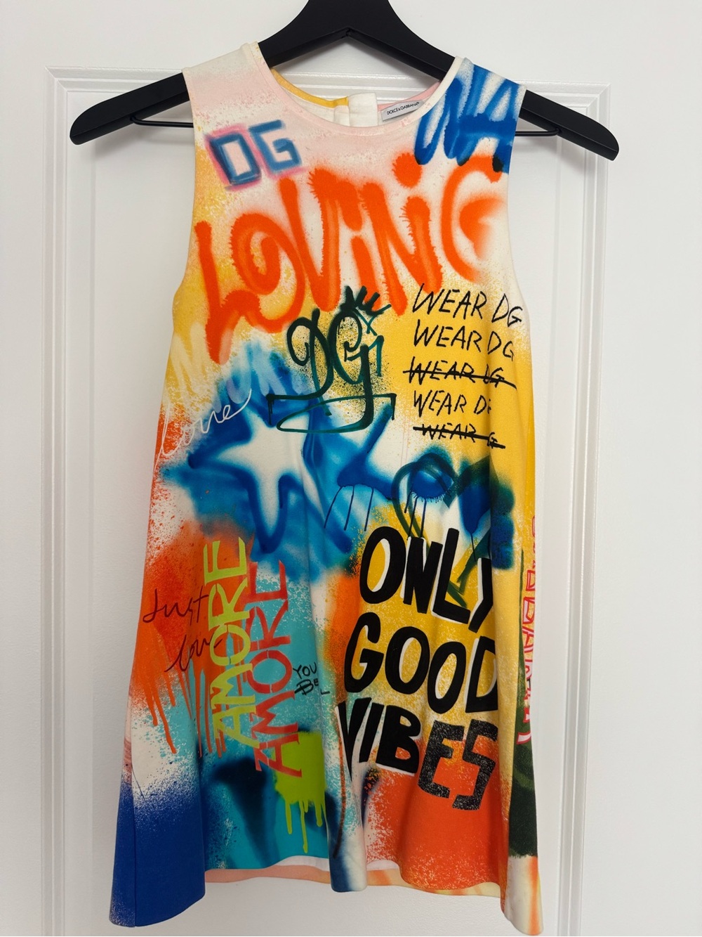 Dolce & Gabbana Multicolor Graffiti Print Kids Dress